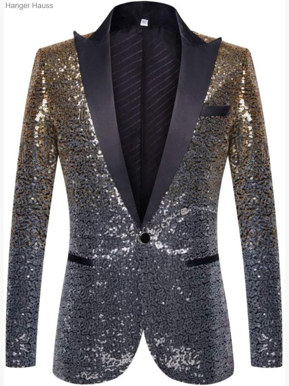 Men's Sequins Tuxedo Jacket Shawl Neck Long Sleeve Wedding Prom